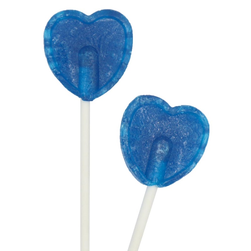 10 x Blue Raspberry Love Hearts Lollipops Sweet Candy Lollies 5g